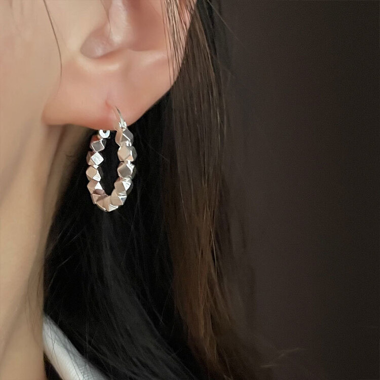 [inside] high sense niche design silver block Fashion Earrings r3281# zxl