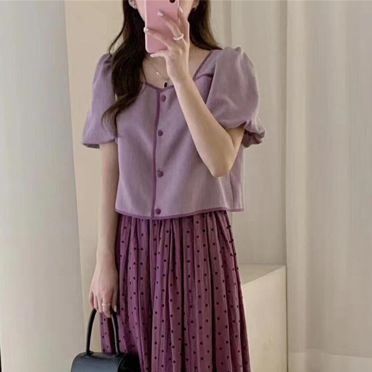 [hey Bella] square neck single breasted fashion shirt 2828# ll