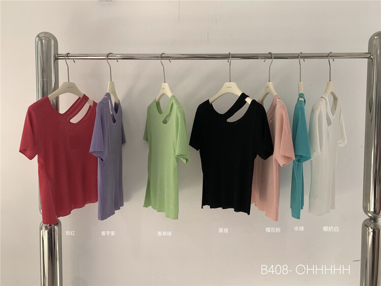 [ohhhh] niche design hollowed out slim fitting shirt 1525# CLS