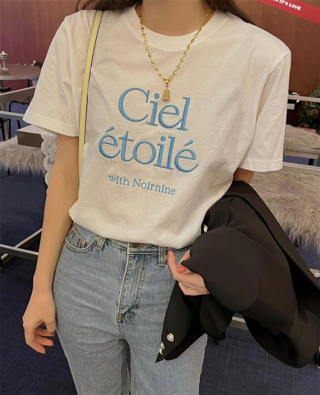 [malt] letter embroidery fashion short sleeve T-shirt 3089# XYJ