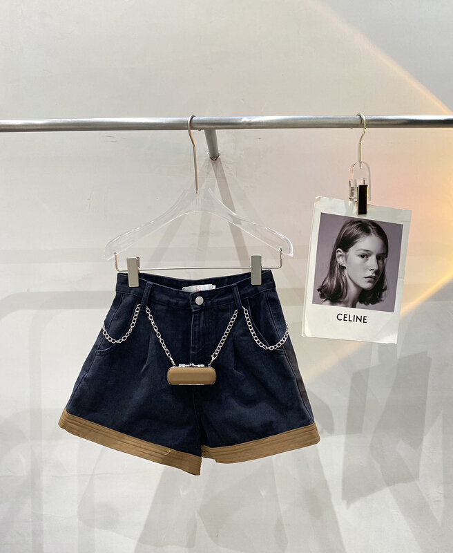 [sun] Korean slim and versatile denim shorts (with belt) nzk405# lwy