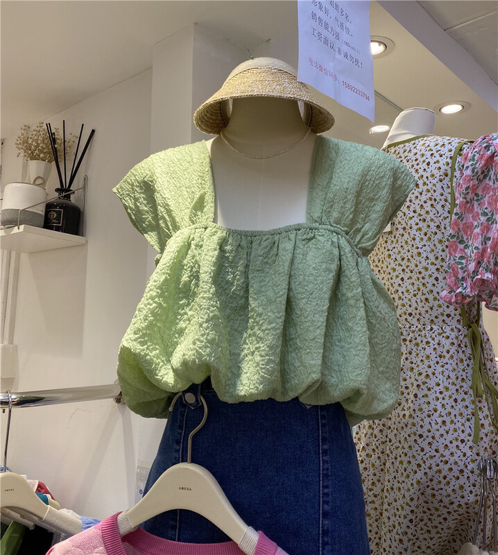 [amega] small square collar puffy doll shirt 6935# HBx