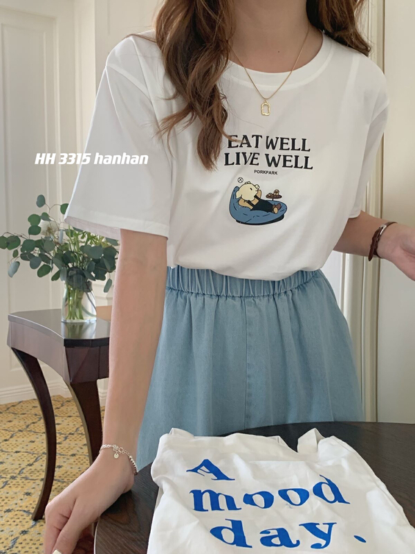 New in early summer! [HH] Korean versatile letter pattern short sleeve T-shirt 3315# L