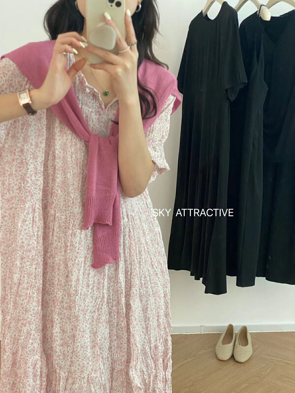 New in early summer! [ve] sweet temperament Floral Dress + solid color shawl suit (suit only) 89015-2# HBx