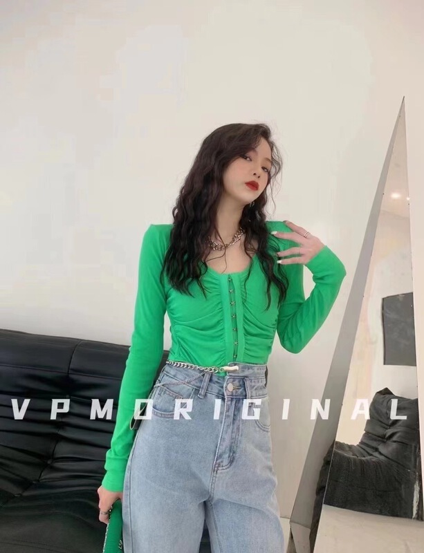 New year in early spring! [QIANJIAO] casual simple solid color slim bottomed shirt 6737# PCZ