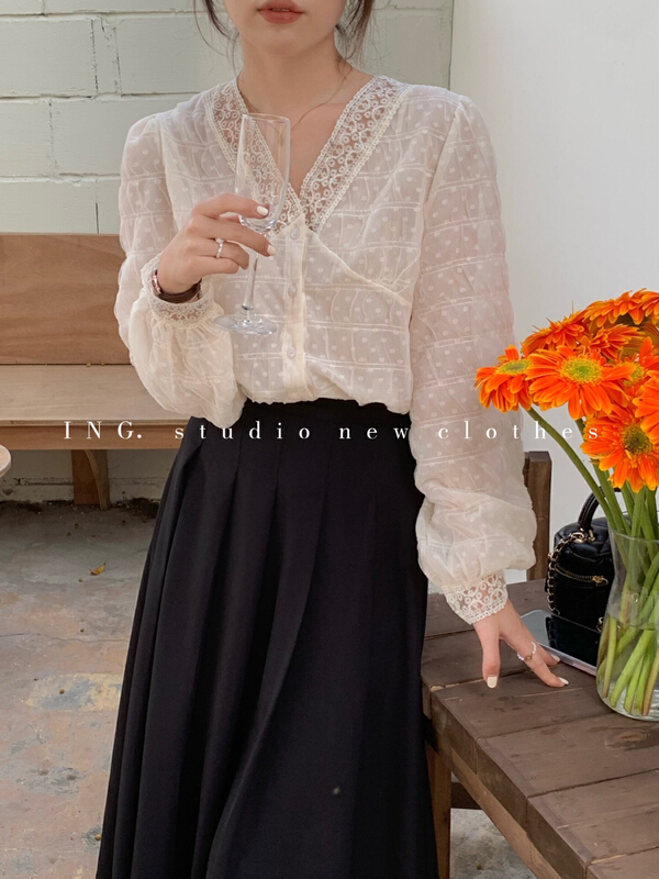 goods in stock! [ing] lady temperament V-neck shirt 6893# ZSY