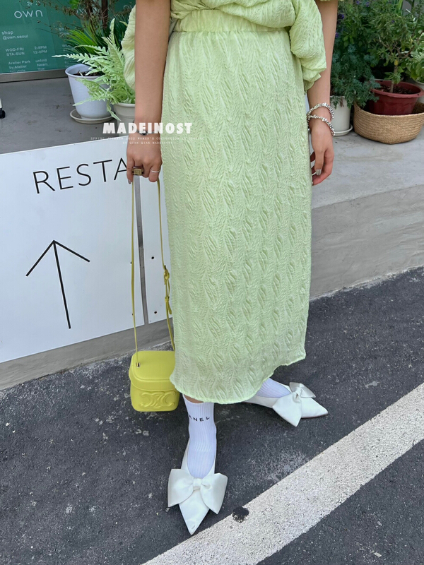 [OSHA madeinost] custom two-color retro pine tight waist skirt 86300# ll