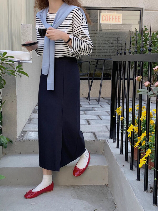 New year in early spring! [t.more] high waist solid back elastic waist skirt 832# HBx