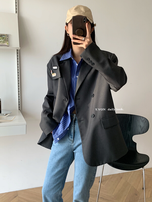 New in early autumn! [Yiwan y.von] niche fashion suit (with Brooch) 9570# XJ