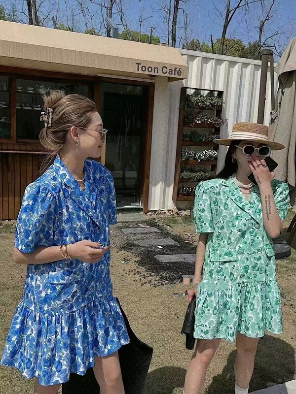 [MI] Korean Vintage Lapel floral dress 9235# PCZ