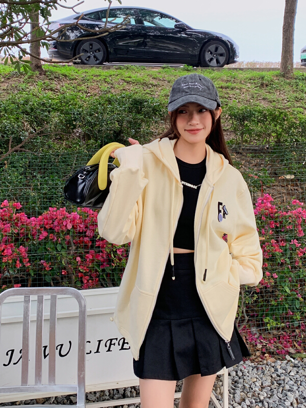 [Yang lotus] American casual hooded label sweater jacket s12154123# jhy