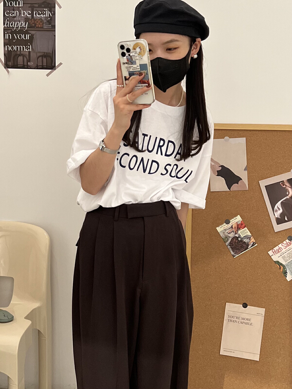 New in early summer! [sanbara] large letter versatile loose short sleeve T-shirt y9271# LSW