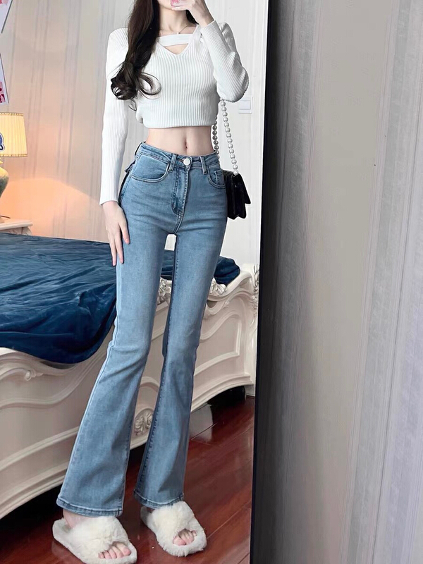 [x · h studio] micro elastic high waist slim jeans 0911# ozq