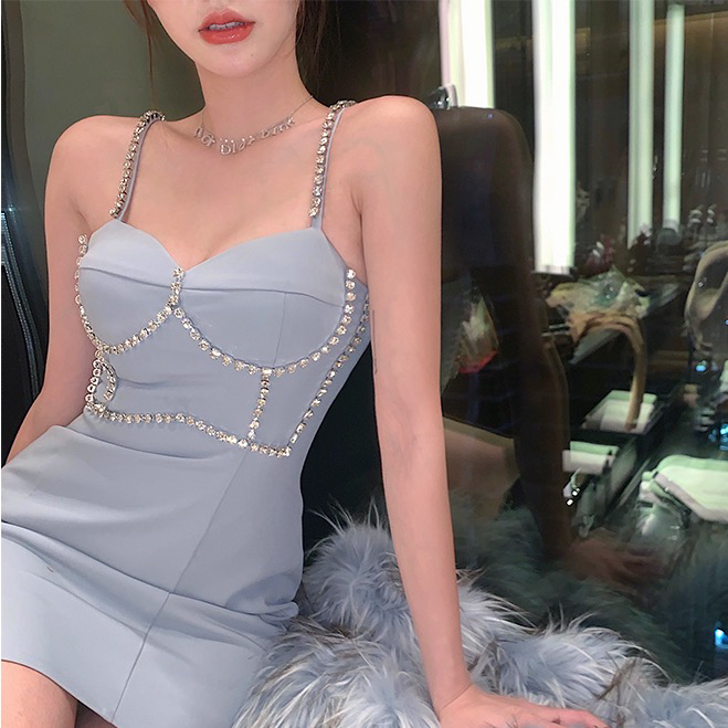 【PEPPER】法式性感重工鑲鑽連衣裙  1320#  CL