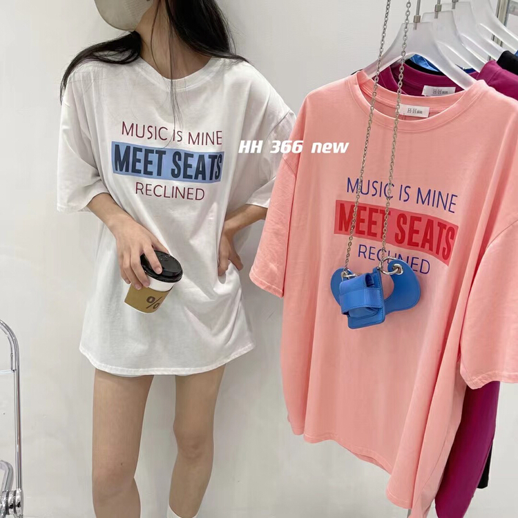 [HH] Korean casual printed letter short sleeve T-shirt 366# L