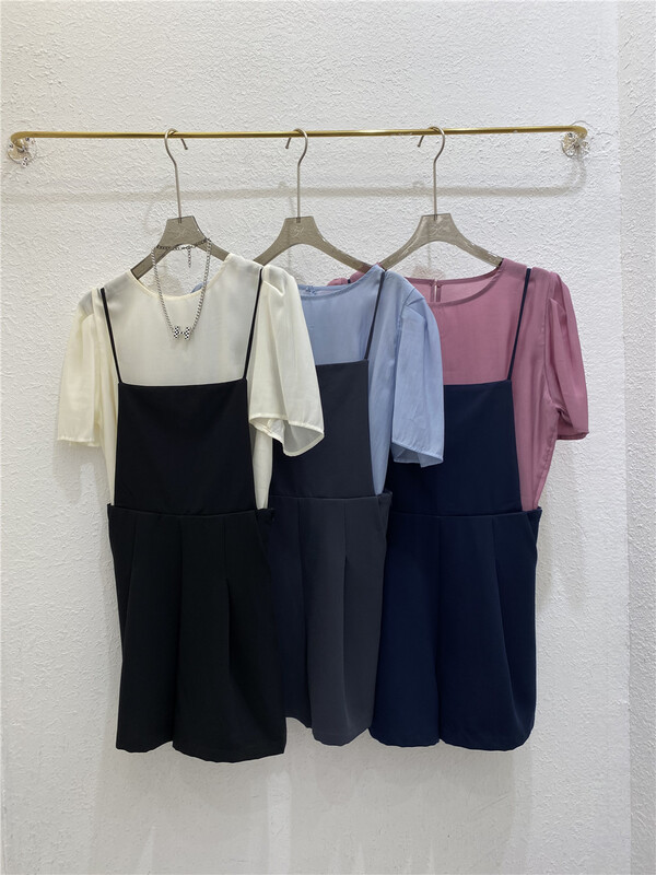 [3T] simple and loose minority + versatile fashion strap skirt suit 6207# WPL