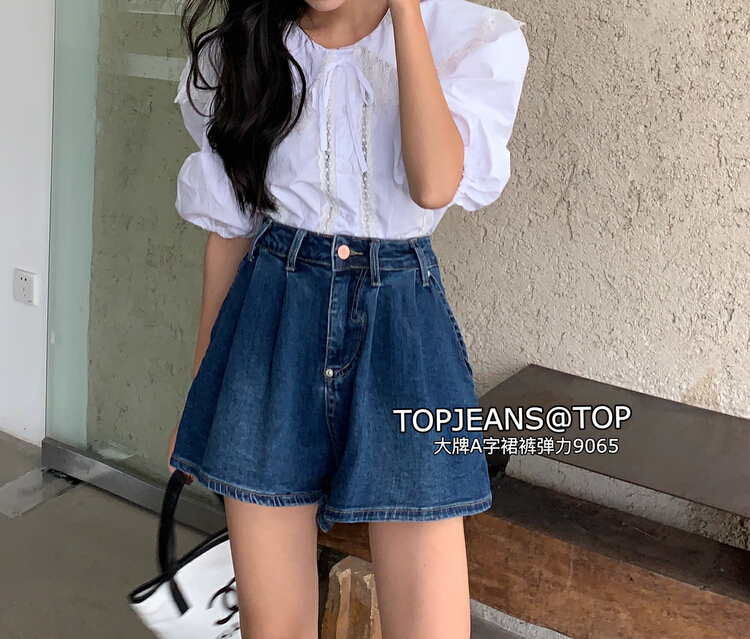 goods in stock! New in early summer! [top] A-line skirt super cotton elastic denim shorts 9065# XJ