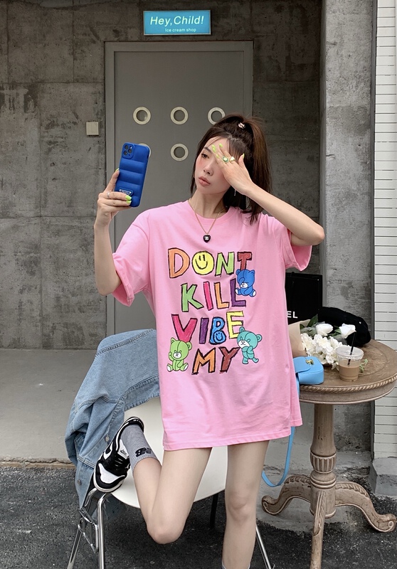 New in early summer! [our] crew neck loose fashion color hand-painted printed short sleeve T-shirt 9122# LSW