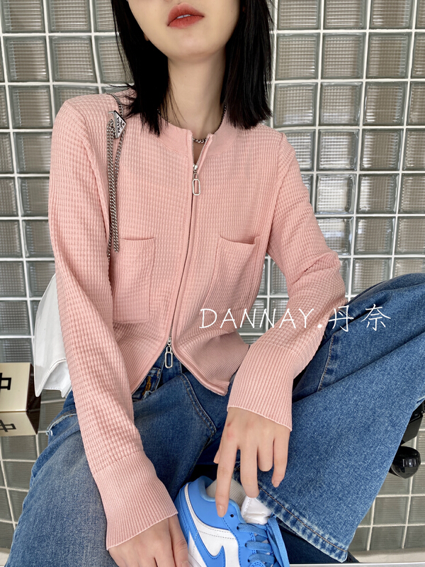 New year in early spring! [dannay] versatile foreign style slim round neck waist zipper knit cardigan 6512# jhy