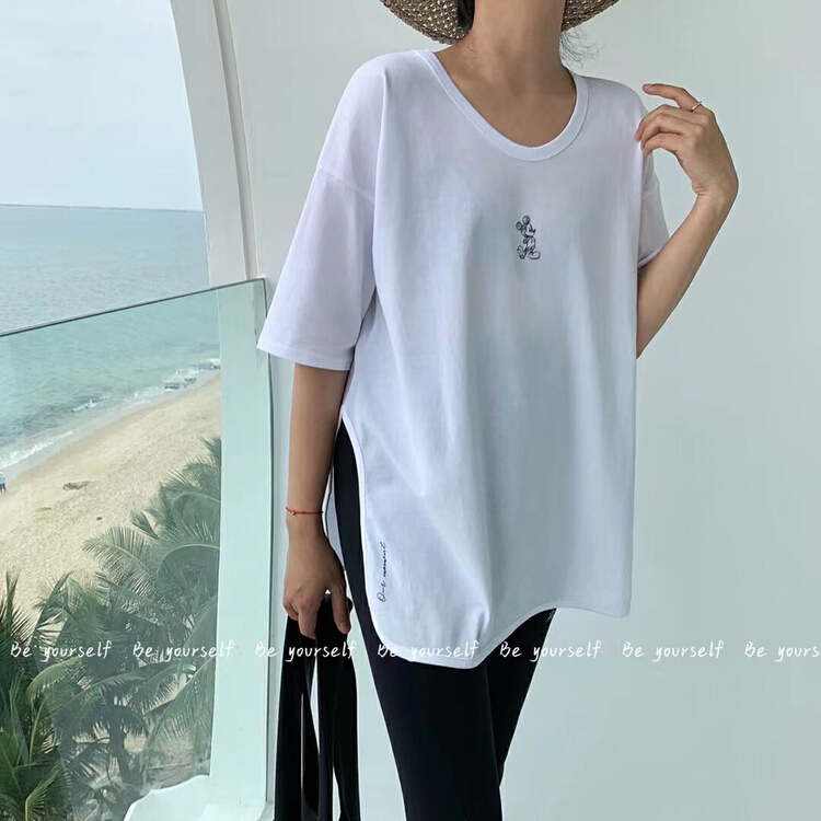 New year in early spring! [be your self] Korean versatile sketch little Mickey word short sleeve T-shirt t66097# LSL