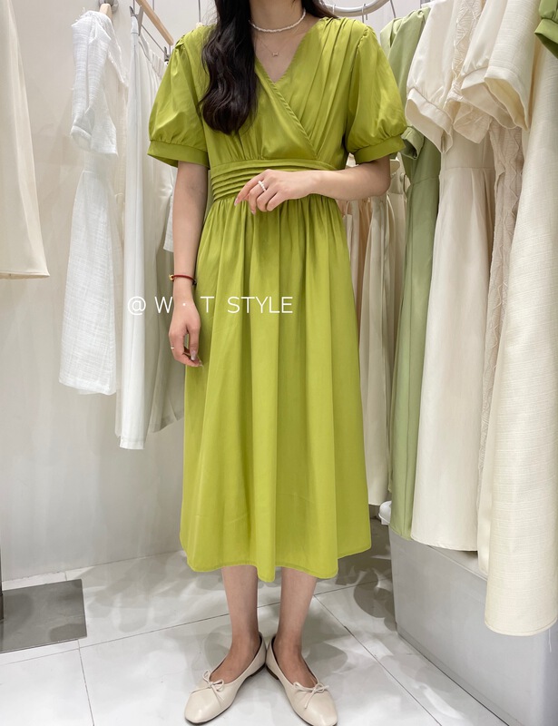 [wt] fashion V-neck waist slim dress b333# HBx
