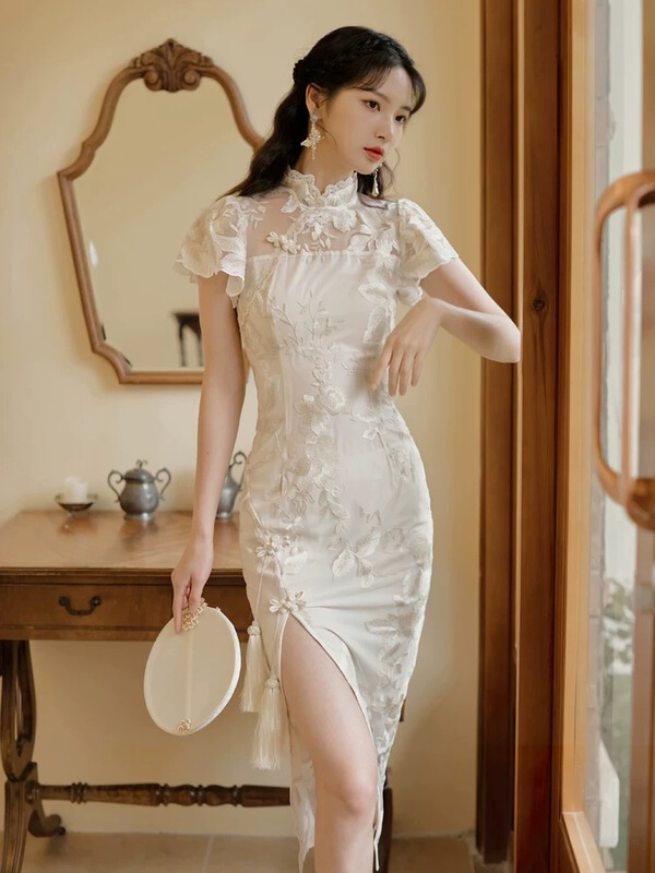goods in stock! New in early summer! [see you] Chinese style embroidery elegant intellectual cheongsam 3707# PCZ