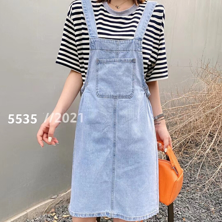 New in early summer! [M +] age reducing casual versatile denim strap skirt m5535# CLS