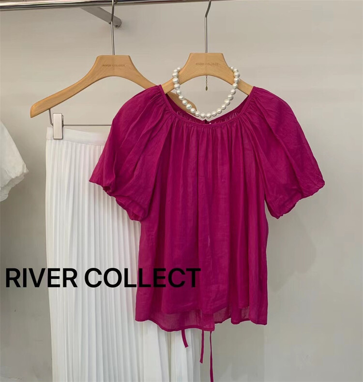 [River collect] bandage fashion versatile blouse 2555# zxl