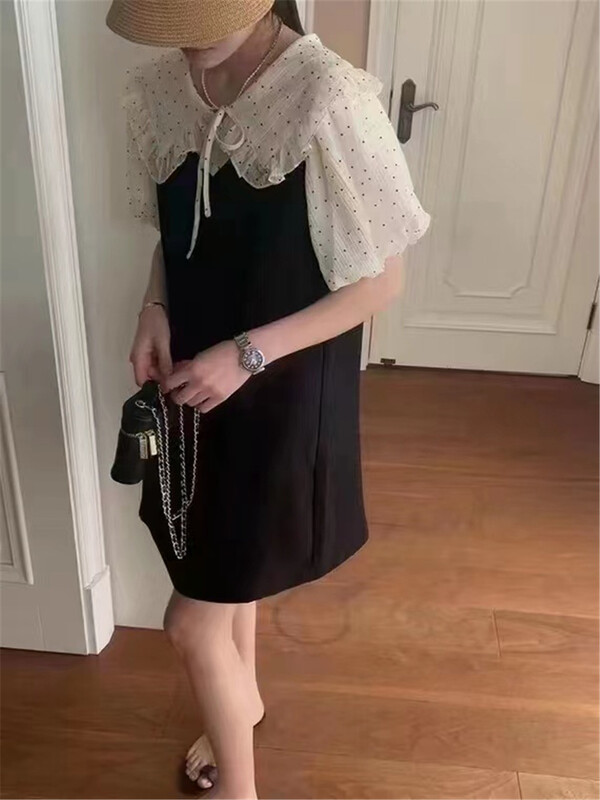 [Susan] contrast foreign style aging dress 18523# LSW