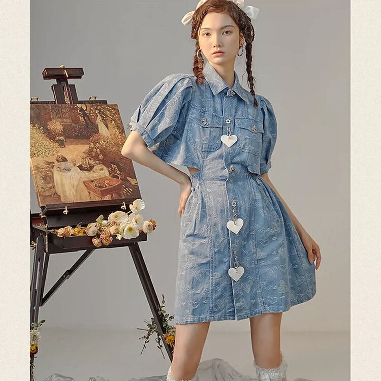 goods in stock! New in early summer! [jun.t] love niche open waist hollow out dress (with decoration) 5832# PCZ