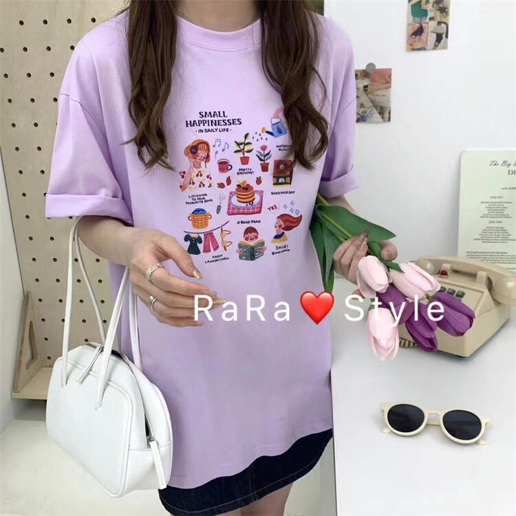 [rara] Korean little girl print short sleeve T-shirt 79100# LSL