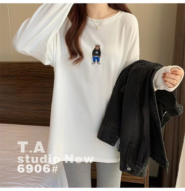 New year in early spring! [TA +] Korean round neck embroidered long sleeve T-shirt 6906# XYY