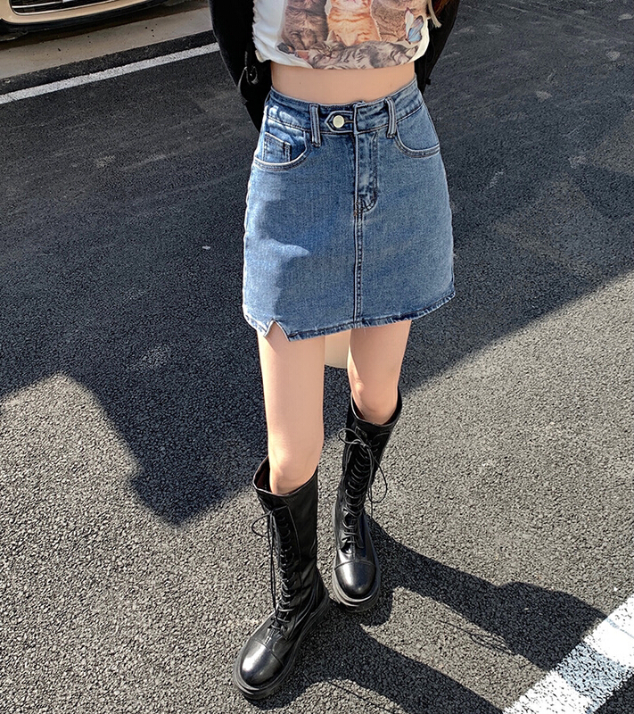 goods in stock! New in early summer! [timely rain] Han Feng ins high waist and hip slim skirt b8833# WPL
