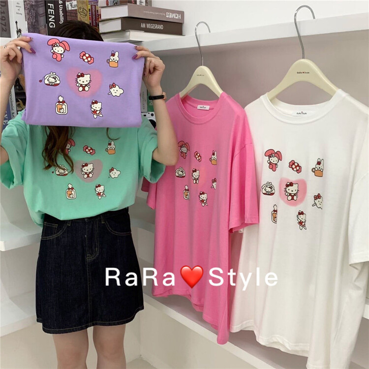 New in early summer! [rara] cartoon printed loose Casual Short Sleeve T-shirt 19098# LSL