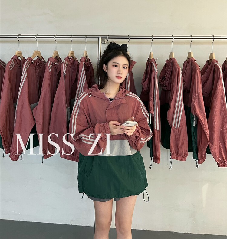 【MISS ZI】韓版寬鬆拼色連帽防曬衫  2357#  CQW