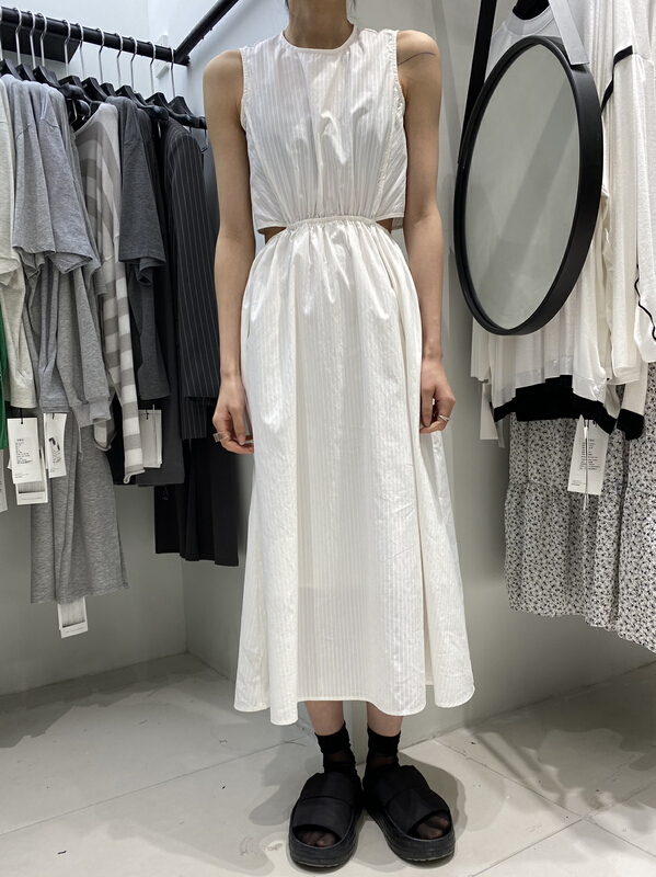 New in early summer! [Bu class] Korean sleeveless texture vertical stripe dress 13629# zxl