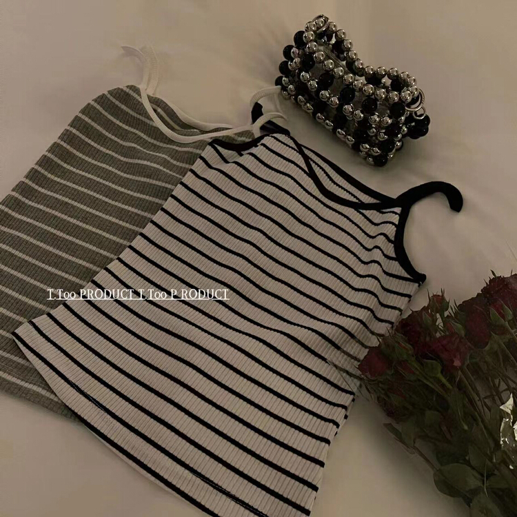 New in early summer! [t-too] Korean simple striped vest / sling 332932# LSL