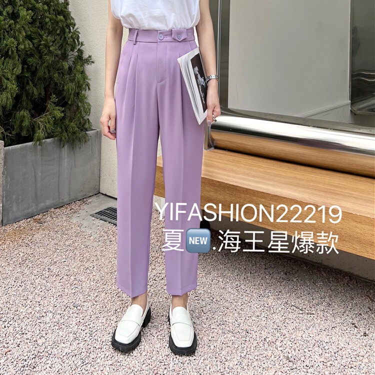 [Yi fashion] high waist comfortable Korean trousers 22219# ll