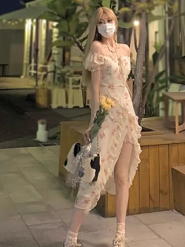 New in early summer! [L.L studio] fashion floral slit dress 7499# PCZ