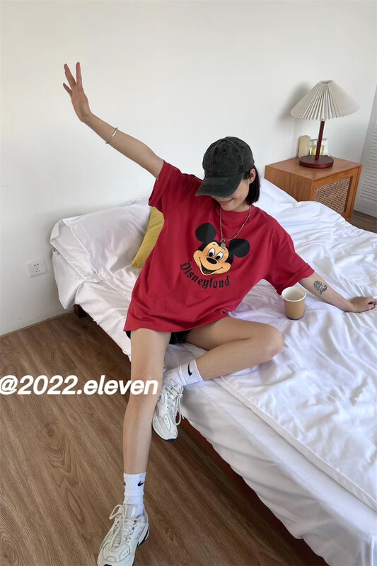 New in early summer! [eleven] Mickey print Pullover short sleeve T-shirt 9065# lwy