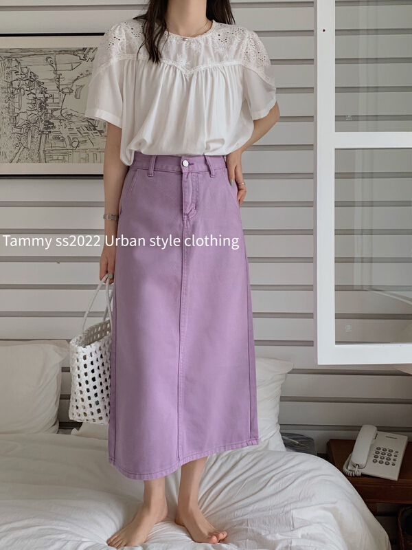 New in early summer! [Tammy] soft, versatile, simple and slim urban style denim skirt 50909# L