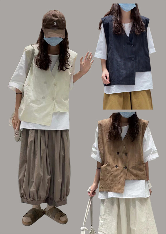 [jibujianchuan] double breasted comfortable Korean vest 822204# L