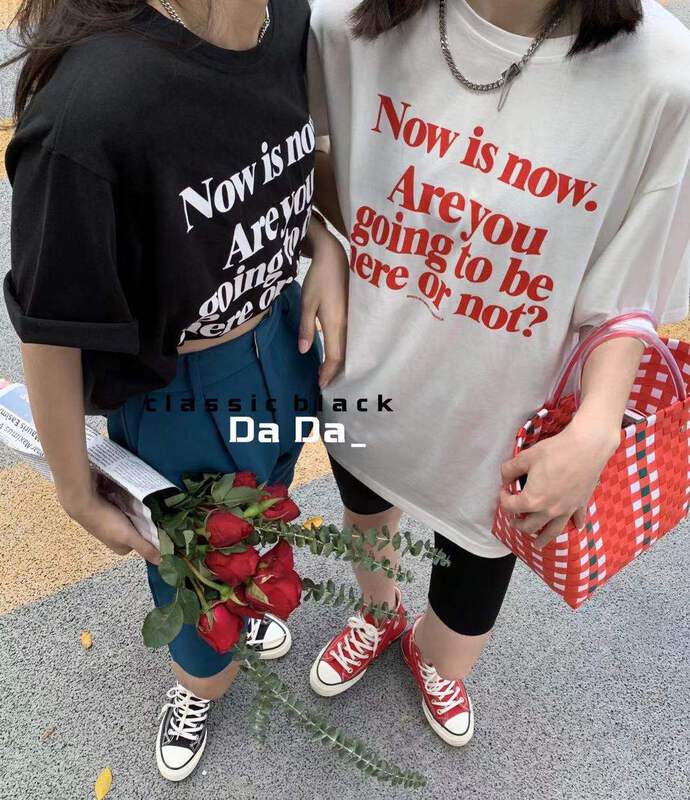 New in early summer! [dada] Korean alphabet loose short sleeve T-shirt 6619# zxl