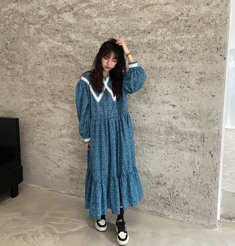 New year in early spring! [rich rich] Hong Kong Style Vintage Floral Dress 9112# zyh