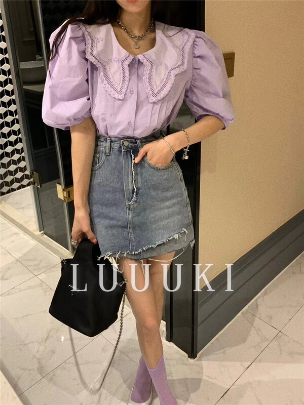 [luuki] large lapel temperament small shirt 22027# ozq