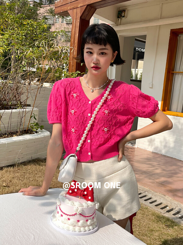 goods in stock! [s.room] Vintage Embroidery Flower knit 7026# LSL