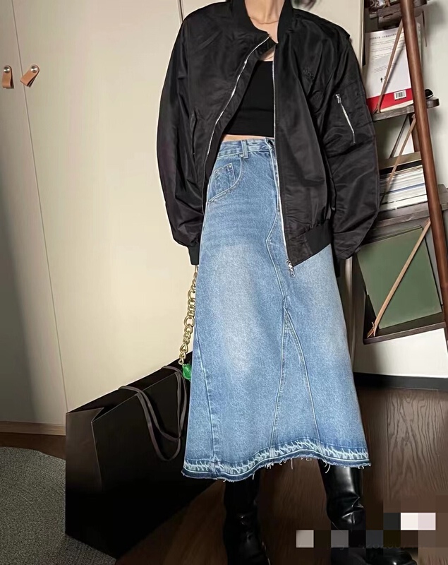 New year in early spring! [jvv sister] high waist rough edged denim skirt 2966# zxl