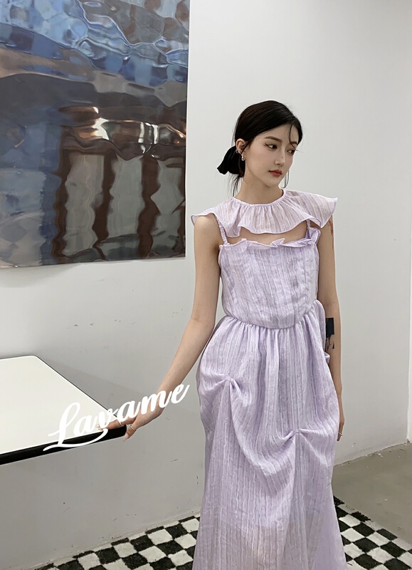 New in early summer! [lavame] French elegant minority flounced fake two-piece suspender dress 7761# zxx