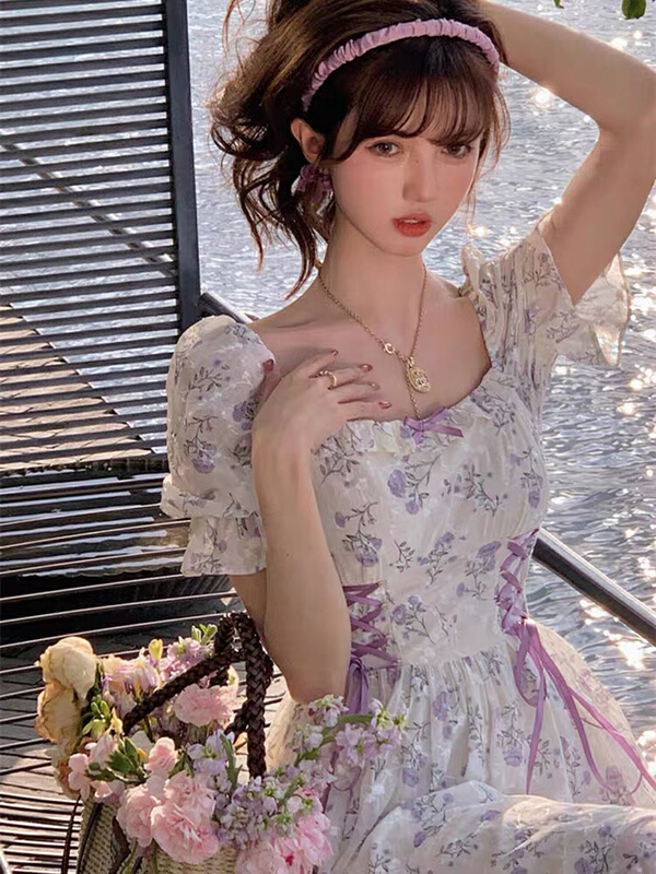 [Yingying new clothes] romantic floral dress (with straps) 7443# Cl