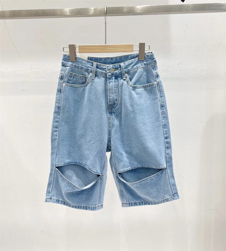 New in early summer! [td] high waist open quarter denim shorts l200-260# XJ